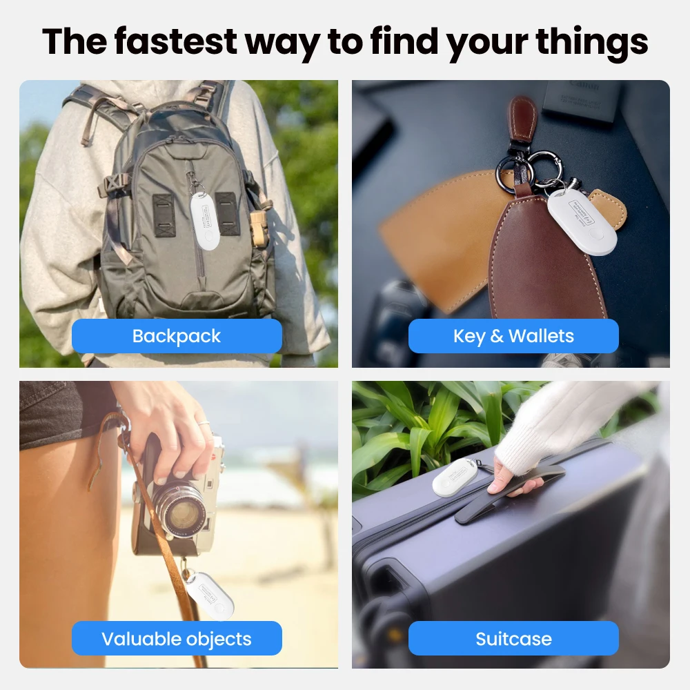 Smart Tag Mini GPS nyomkövető kulcskereső kereső Kompatibilis az iOS rendszerrel Keresse meg a Bluetooth-omat Nyomkövető kulcsokhoz Pénztárca táskák Bőrönd
