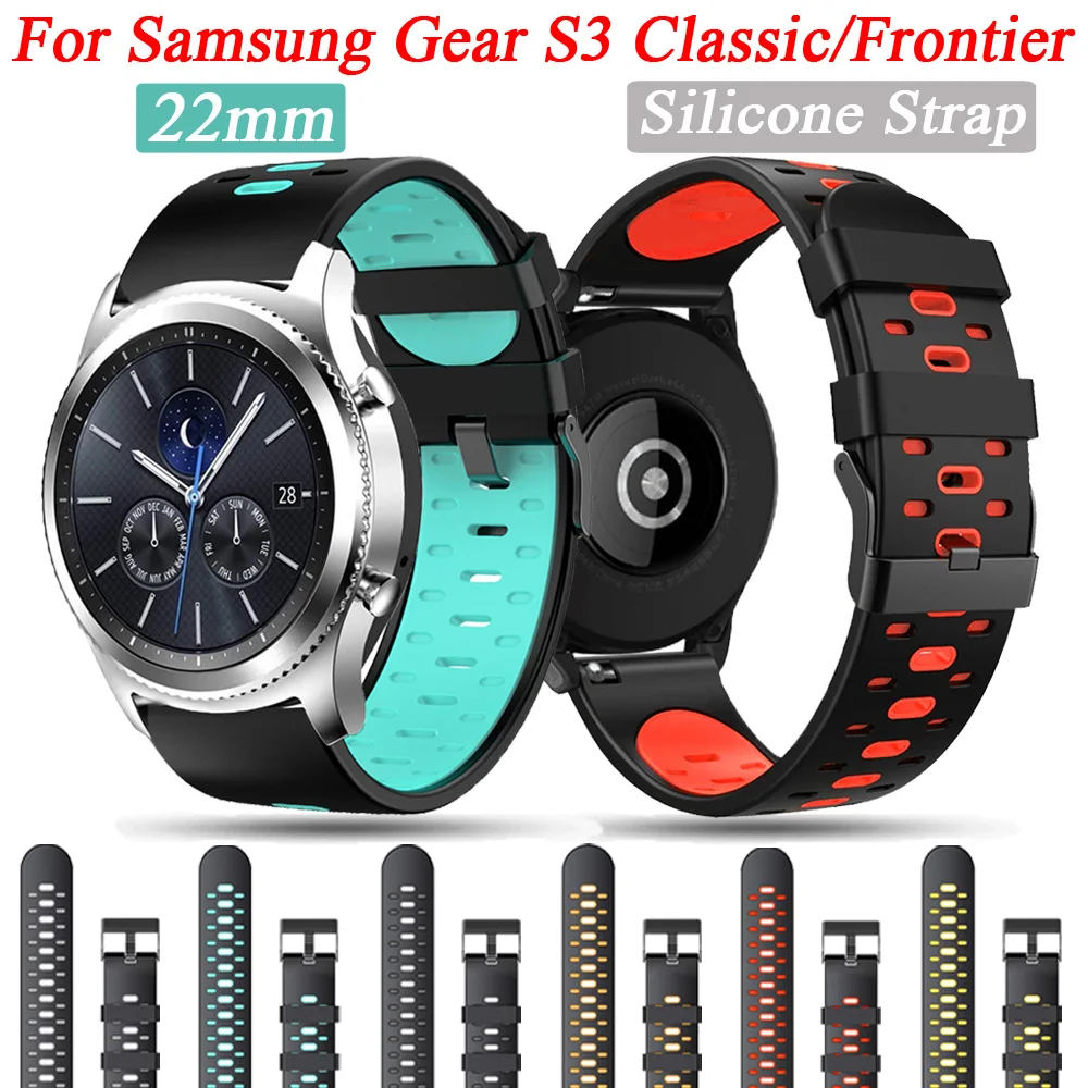 szilikon csuklópánt 22mm Samsung Gear S3 Frontier/Classic okosóraszíjhoz Galaxy Watch 3 45 mm-es karkötő tartozékok