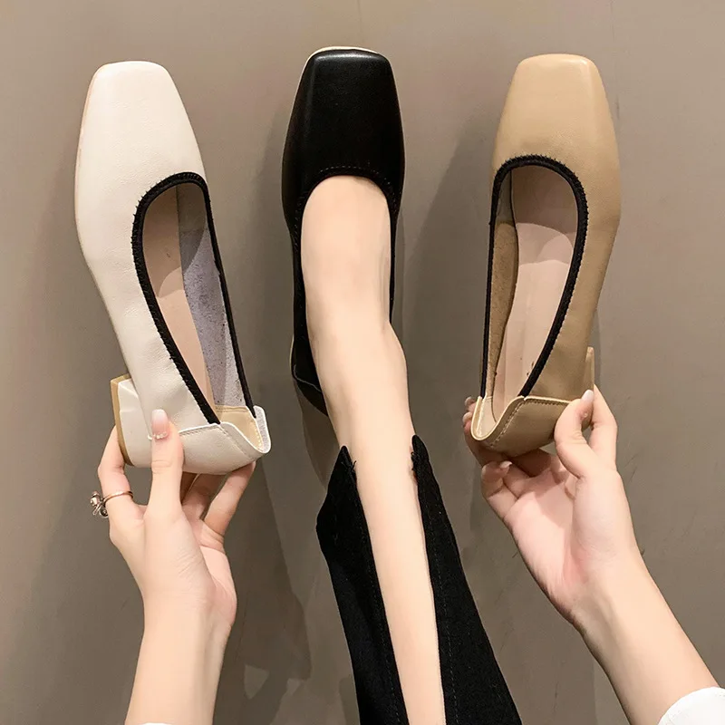 Szögletes lábujjú nők Marie Janes cipők 2024 tavaszi sekély cipők Új divatmárka Középsarkú cipő Lolita cipő ruha szivattyúk Mujer Zapatos