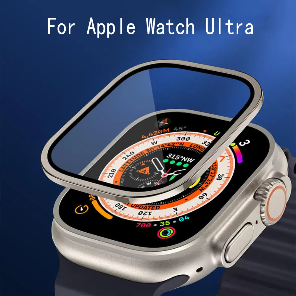 Titánötvözet fémkeret+edzett film Apple Watch Ultra 49 mm-es eredeti teljes fedésű tok 49 mm-es Apple Watch Series sorozathoz