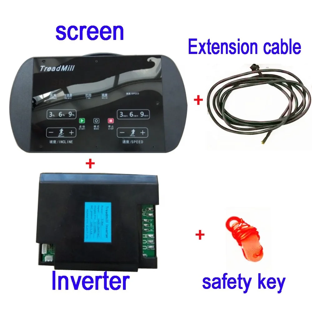 univerzális Kereskedelmi futópad Spar alkatrészek kijelző+invertor+kábel+biztonsági kulcs Edzőtermi futópad vezérlő AC motorhoz