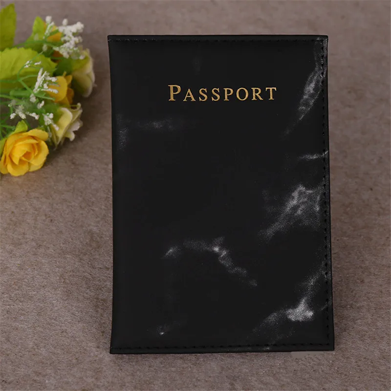 Utazási kiegészítők Vintage márvány útlevél tartó azonosító borító női férfi hordozható bankkártya Útlevél üzleti PU bőr pénztárca tok