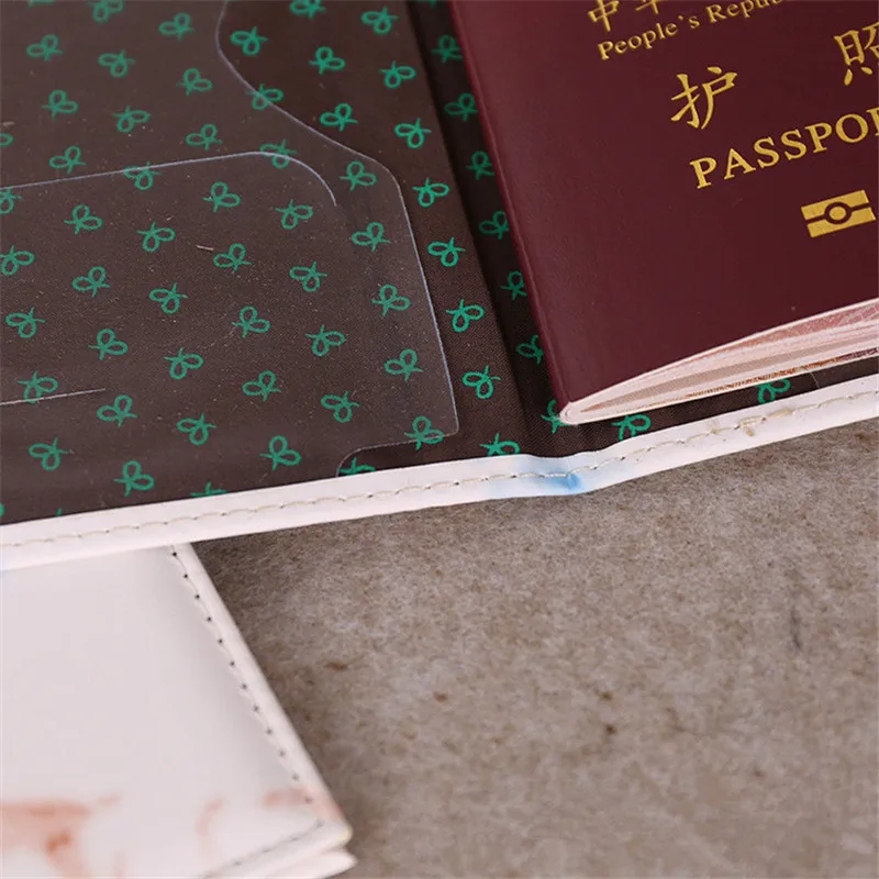 Utazási kiegészítők Vintage márvány útlevél tartó azonosító borító női férfi hordozható bankkártya Útlevél üzleti PU bőr pénztárca tok