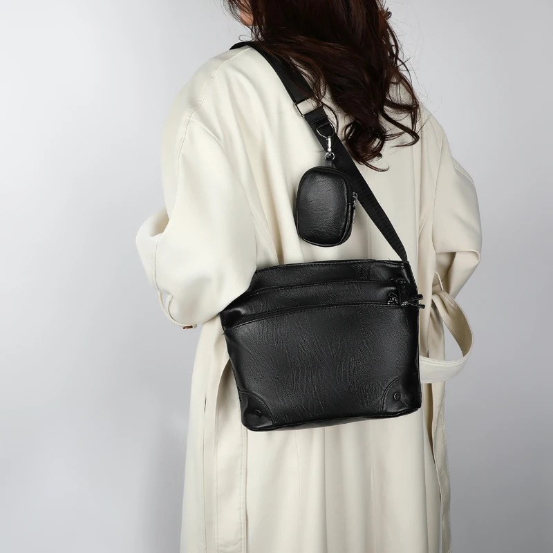Vintage bőr női táskák Luxus női váll crossbody táska női kis designer táska Multi-pocket Messenger kézitáskák pénztárcák