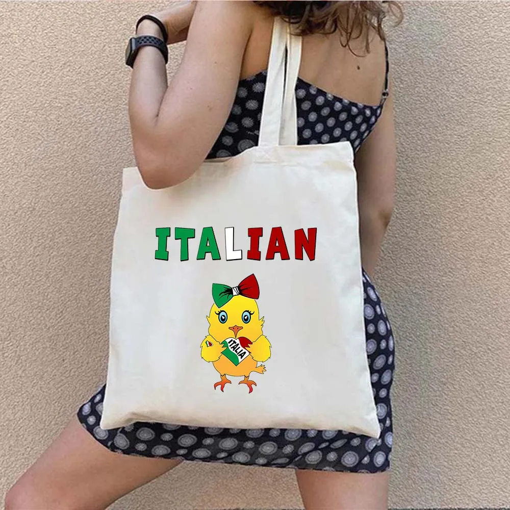 Virágos Bella Ciao Olasz vásárló Harajuku vászon táskák táska Pisa Olaszország Zászló Barna nő lány rendetlen zsemle Italia pamut kézitáskák