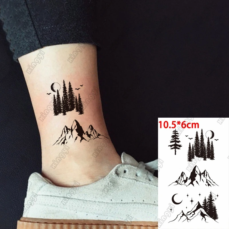 Vízálló ideiglenes tetováló matrica Földgömb Erdő Csillag Hold Vaku Tatoo Hamis Tatto kéz Kar Nyak Test Test Művészet Nő Férfi