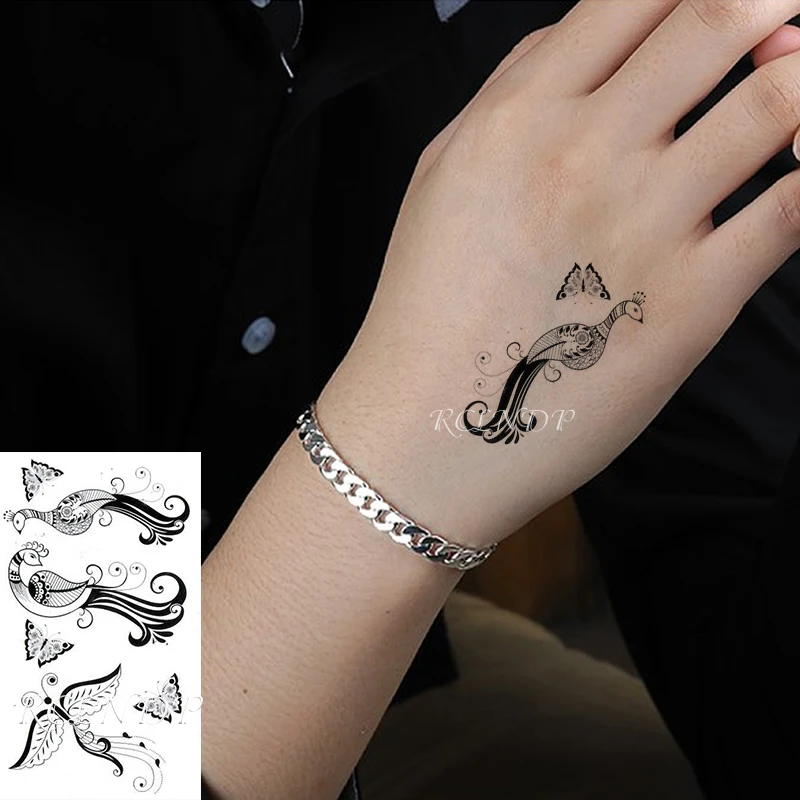 Vízálló ideiglenes tetováló matrica Főnix pillangó állat Egyszerű rajz Hamis Tatto Flash Tatoo Art gyerekeknek Férfiak Nők