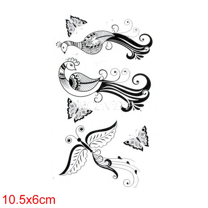 Vízálló ideiglenes tetováló matrica Főnix pillangó állat Egyszerű rajz Hamis Tatto Flash Tatoo Art gyerekeknek Férfiak Nők