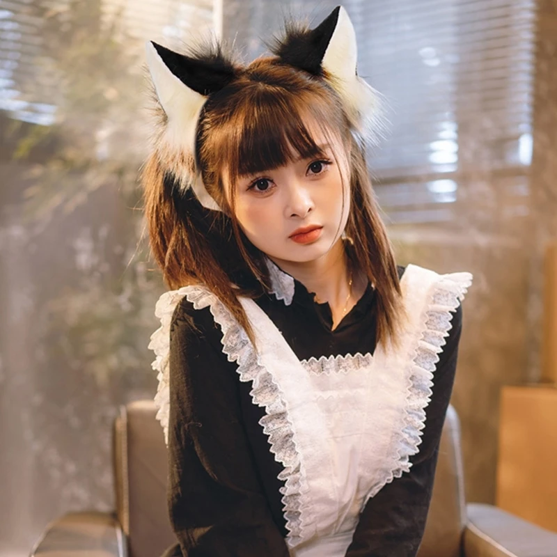 Állati cosplay jelmezek műszőrme farkas szőrös farok és fülek fejpánt Halloween Party jelmez kiegészítők