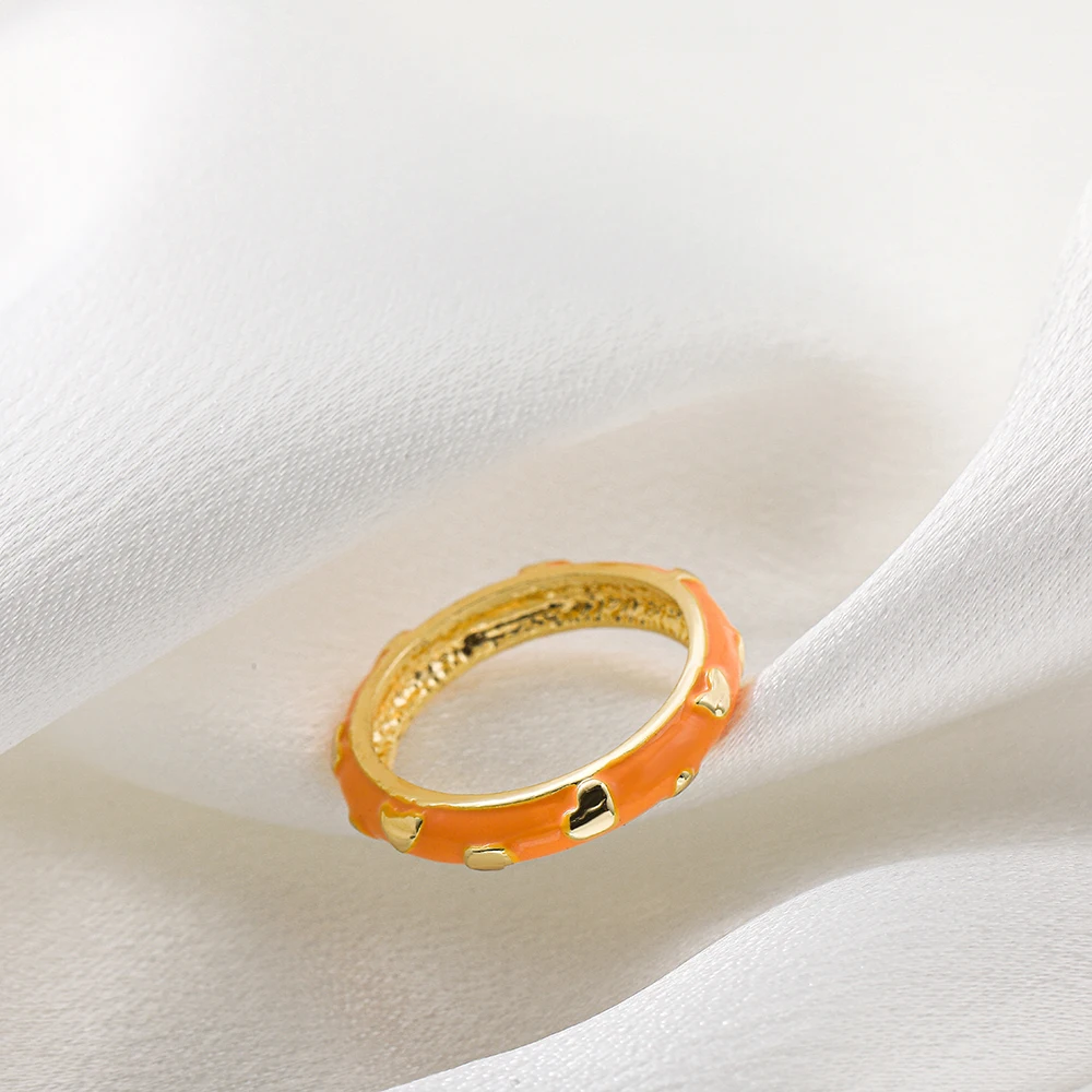 Új divat színes csöpögő olaj zománcgyűrűk nőknek Divatos aranyozott ujjgyűrűk Koreai ékszerek