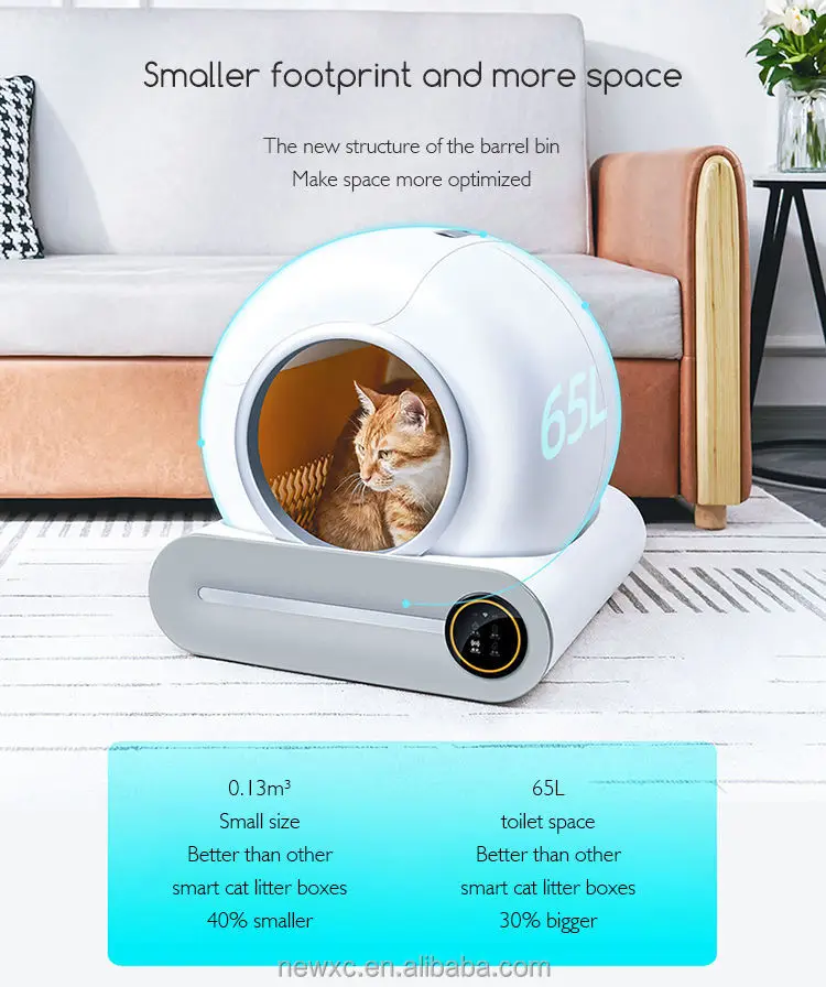 Új dizájn APP WIFI vezérlés Intelligens öntisztító doboz macskáknak Automatikus macska WC macska doboz