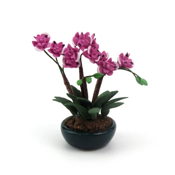 1/12 Babaház miniatűr kiegészítők Mini Phalaenopsis cserepes növény szimulációs virágmodell játék babaház dekorációhoz ob11