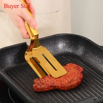 1/2DB rozsdamentes acél sütőlapát kapocs Multifunkcionális steak BBQ fogó Sütés hal spatula klip kenyér klip Háztartási konyha