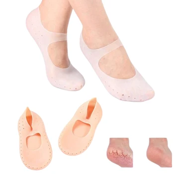1 pár szilikon zokni gél lábápoló szerszám lábvédő fájdalomcsillapító repedésmegelőzés hidratálja az elhalt bőr eltávolító zoknit lyukkal