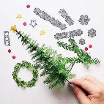 1 Set karácsonyfa fém présvágás meghal scrapbooking dombornyomó mappa öltöny vágógéphez DIY papír kézműves ajándék kézzel készített
