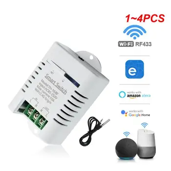 1 ~ 4PCS Smart Switch indikátorral vezeték nélküli hőmérséklet-páratartalom-szabályozás 16A WiFi kapcsoló kompatibilis az Alexa Home szolgáltatással