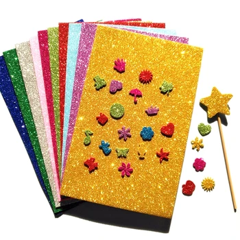 10 db csillogó habpapír Cardstock szivacs hab EVA papír gyöngyház por csillogó papírlapok gyerekeknek DIY kézműves