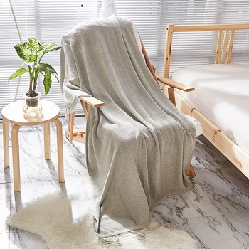 100% pamut tömör kötött takaró 115*150cm dobás ágyhoz kanapé puha meleg takarók tavaszi őszi irodai utazási bojt takaró