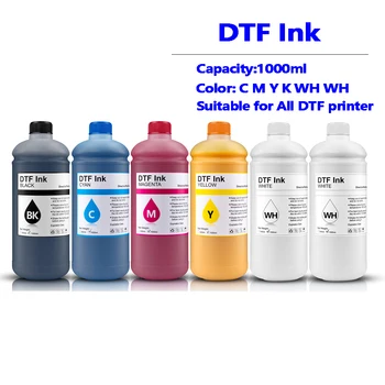 1000ml x 6 DTF tintaáttöltő film textil tinta Epson DX5 DX6 DX7 XP600 i3200 nyomtatófejhez F2100 F3070 L805 L800 L1800 ruhaipari tinta