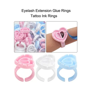 100db / táska Szempillahosszabbító ragasztógyűrűk Csészék eldobható tetoválás szemöldök tinta pigment ujjgyűrűk Grafting Lash Tool kiegészítők
