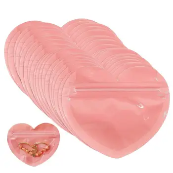 100Db átlátszó ajándékcsomagoló táskák Átlátszó szív alakú csomagolótáska ékszerekhez Fülbevaló tároló kijelző