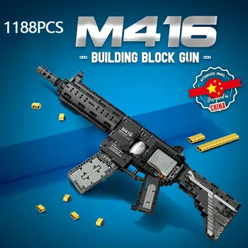 1188PCS M416 puska építőelem modell városi rendőrség katonai fegyver sorozat fegyver puzzle összeszerelés kockák játékok fiúknak gyermek ajándékok