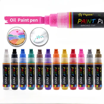 12Color 10mm olajos festékjelölő toll vízálló napálló hozzáadható tinta gyermek DIY kézzel rajzolt graffiti toll művészeti kellékek