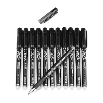 12db 0 5mm Törölhető zselés tinta tollak Sima kézírás tollak Iskolai írószerek kellékek Fekete szín