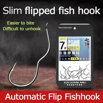 12db/csomag magas széntartalmú acél horgászhorog éles szöges, automata flip halhorog pontyokhoz csúszásgátló tartós horgászkiegészítők