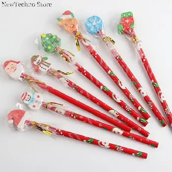 12DB Kreatív karácsonyi ceruza írószer Karácsonyi ceruza radír készlet Karácsonyi diák gyermek ajándék Irodai és iskolai kellékek