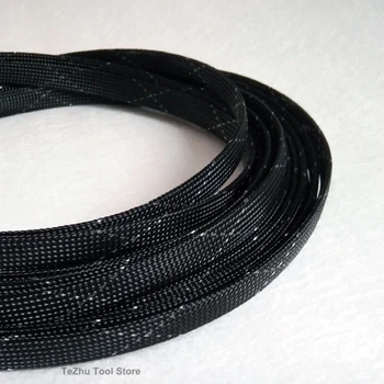 12mm Fekete & átlátszó PET hüvelyek Szoros fonott bővíthető kábelhuzal kígyóbőr Szánkókábel védő