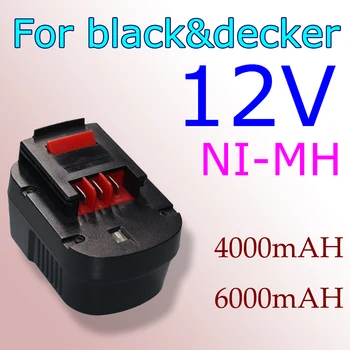 12V 4000/6000mAH újratölthető szerszám akkumulátor Black&Decker A12 A12EX FSB12 FS120B A1712 HP12K HP12 készülékhez