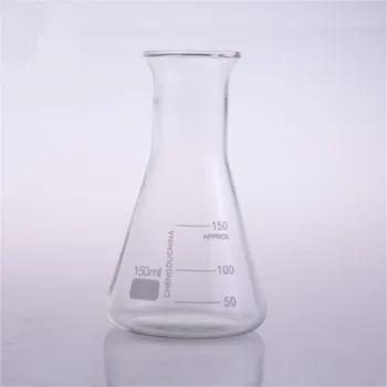 150ml, üveg Erlenmeyer-lombik, üveg kúpos lombik, harang szájnyak, laboratóriumi üvegeszközök