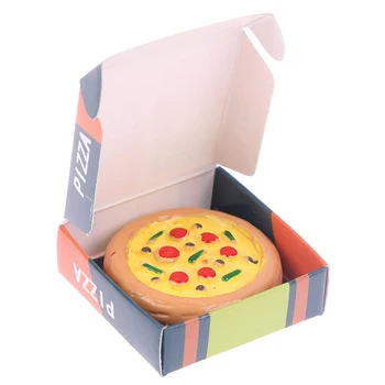 1db 1/12 Babaház Mini gyanta pizza tányérdobozzal szimuláció Élelmiszermodell játékok babaház dekorációhoz