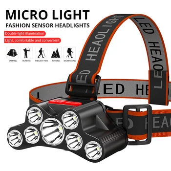 1db LED fényszóró erős fény Fejre szerelhető zseblámpa USB újratölthető kültéri túrázás kemping éjszakai horgászat fényszóró