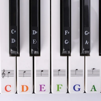 1Pc többszínű zongora matricák Billentyűzet billentyű Megjegyzés Kivehető zongora billentyűzet Megjegyzés címkék Matricák gyerekeknek Kezdők