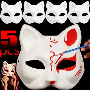 1Pcs DIY Halloween Party maszk kézzel festett rókák macska anime cosplay félarc álarcos maszk