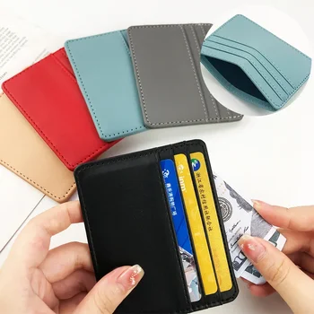 1PCS Mini Business Bank hitelkártya-tartó pénztárca férfi pénztárcák ultravékony Egyszerű fekete nők Kis érmekártyák Borító tasak tok táska