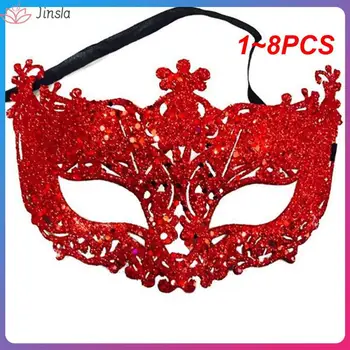 1~8PCS 7 szín üreges maszk titokzatos színes róka maszk álarcos Halloween maszkok party karnevál aranyos velencei kell csinálni