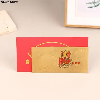 2024 A sárkány újéve Emlékérmék Kínai állatöv arany fólia piros boríték Emlék bankjegy Újévi érmék 1db 