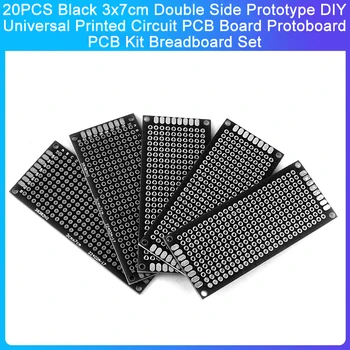 20PCS Fekete 3x7cm kétoldalas prototípus DIY univerzális nyomtatott áramköri NYÁK kártya Protoboard PCB készlet kenyértábla készlet
