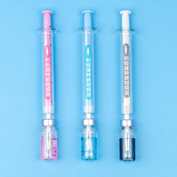 24Pcs Aranyos toll szimuláció vakcina fecskendő gél toll Kawaii irodai kiegészítők Írószerek Valósághű fecskendő alakú vizes tollak
