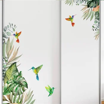 2Db színes pálmalevél madár fali matrica, öntapadós DIY fali matricák hálószobás kanapéhoz TV háttér fali dekoráció