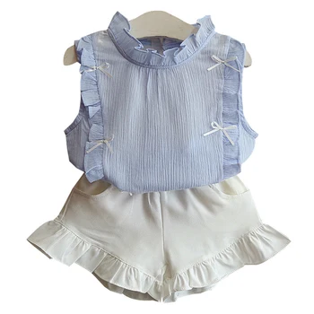 2DBS 2-6 éves nyári babajelmez lányok butik ruha gyerekruházat szettek ujjatlan póló+rövidnadrág gyerekruhák BC1097