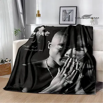 2PAC hip-hop énekes divat nyomtatott takaró meleg ágy takaró puha és kényelmes takaró otthoni utazási takaró születésnapi ajándék