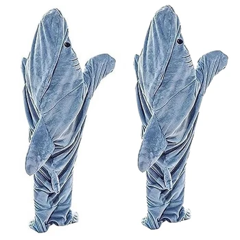 2PCS tiszta pamut takaró felnőtteknek, cápa takaró szuper puha és kényelmes flanel kapucnis pulóver, cápa takaró kapucnis pulóver felnőtteknek