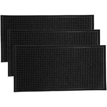 3 csomag fekete rúdszőnyeg kiömlő szőnyeg üveg szárítószőnyeg koktélkeverő szervizszőnyeg pulthoz (12 hüvelyk (H) x 6 hüvelyk (W))