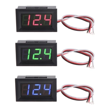 3 vezetékes LED panel kijelző feszültségmérő voltmérő egyenáramú voltmérőhöz piros / kék / gre