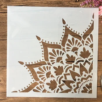 30*30cm Mandala 1/4 kerek napfény DIY rétegező sablonok festés scrapbook színezés dombornyomás album dekoratív sablon