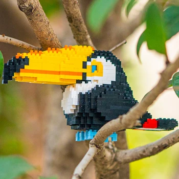 3D modell DIY Mini gyémánt blokkok Építőelemek Építés Állatvilág Sárga száj Tucan Légy madár Papagáj Kisállat baba Játék gyerekeknek